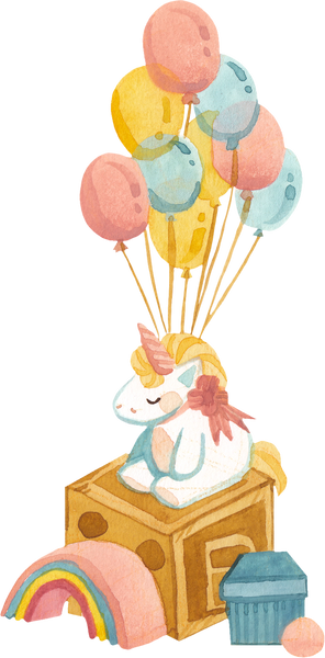 Watercolor Baby Shower Items Unicorn and Balloons